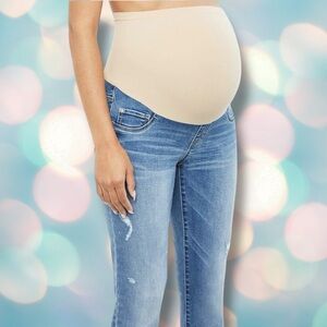Indigo Blue Women’s Distressed Maternity Skinny Jeans Size S